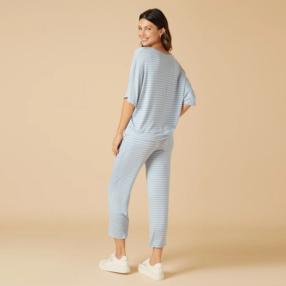 Dream Relaxed V-neck with Capri Lounge Set in Sky Blue