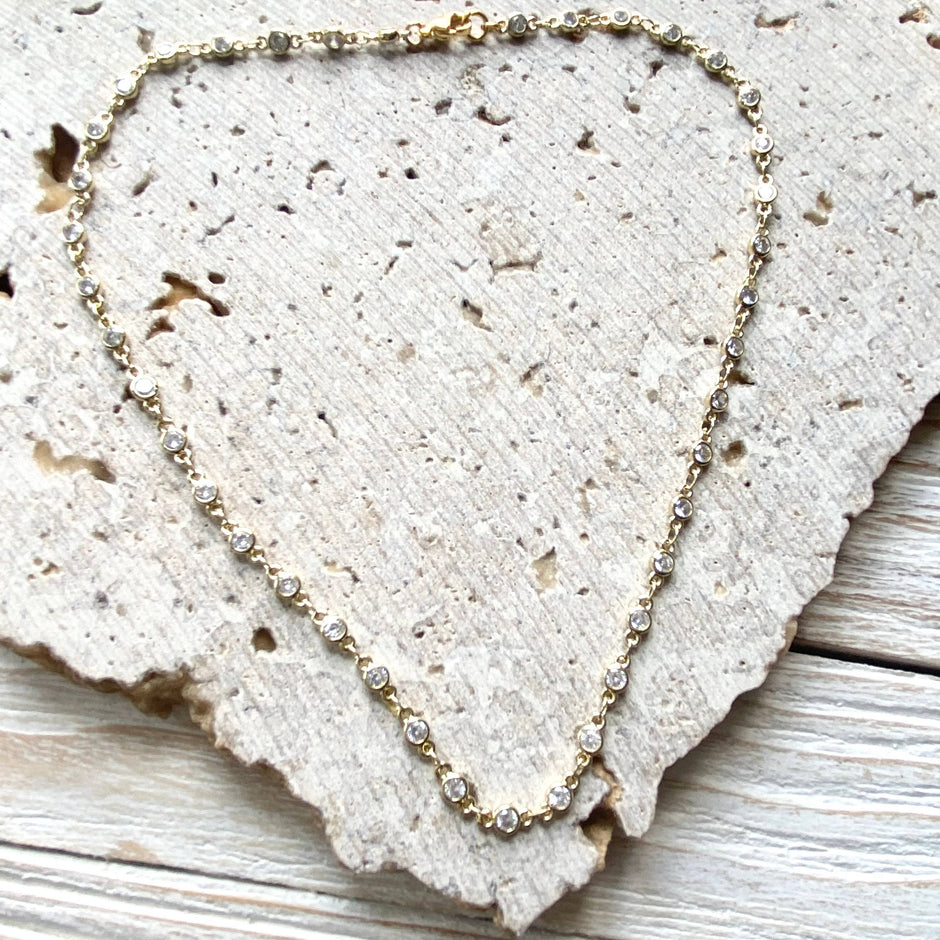 VB&CO Designs Handmade Jewelry - Gold crystal boutique layering necklace salon