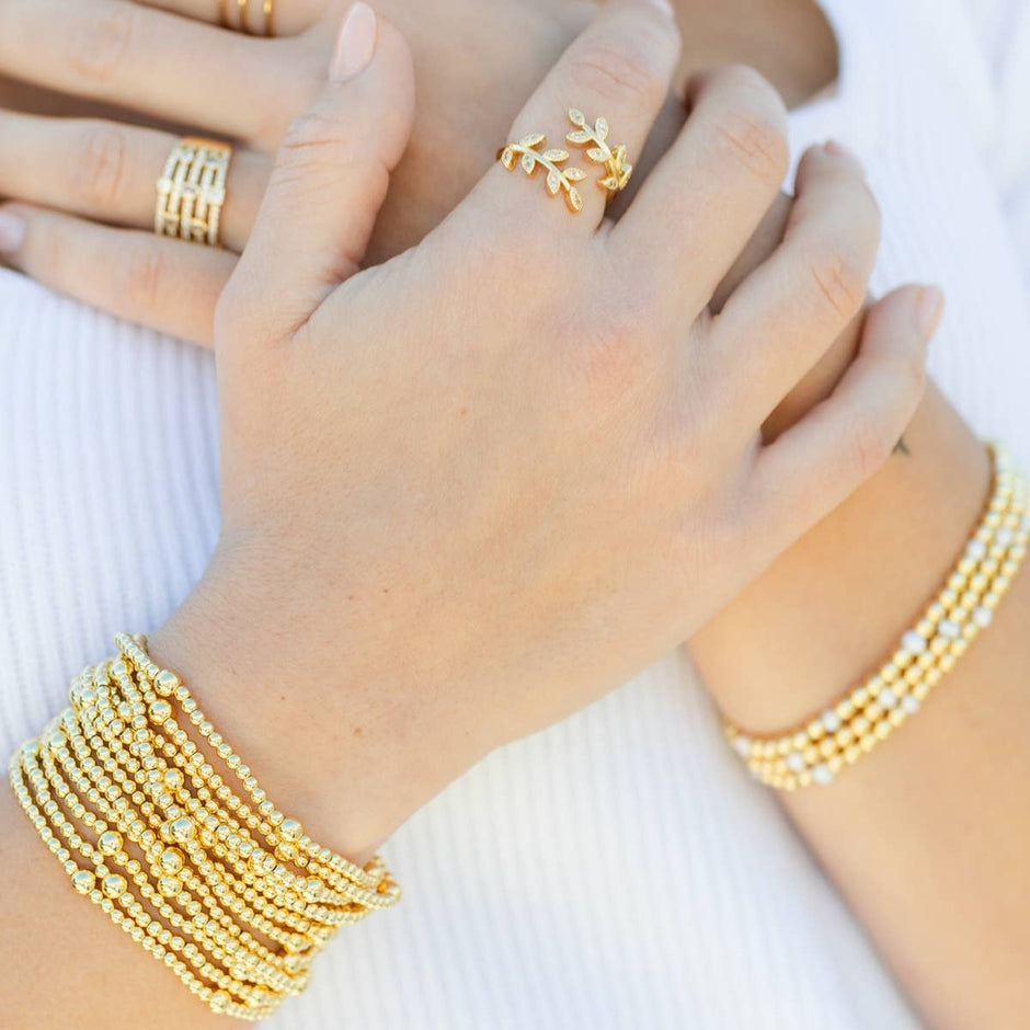 Splendid Iris - 3mm Bead With 5mm Accent Stretch Bracelet