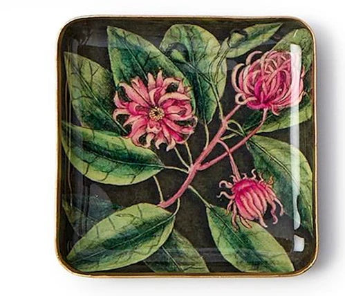Two's Company Vintage Floral Print Metal Tray