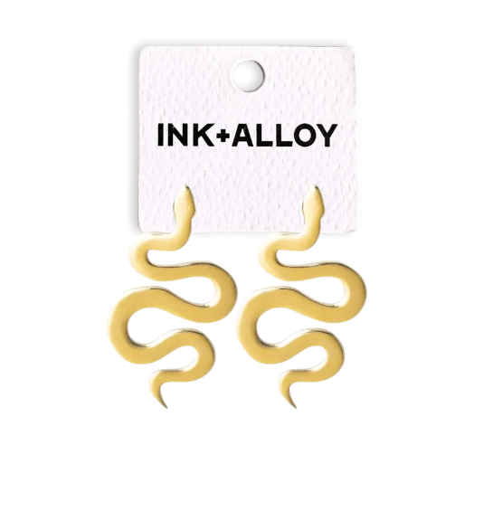 INK + ALLOY - Kara Snake Post Earrings Brass