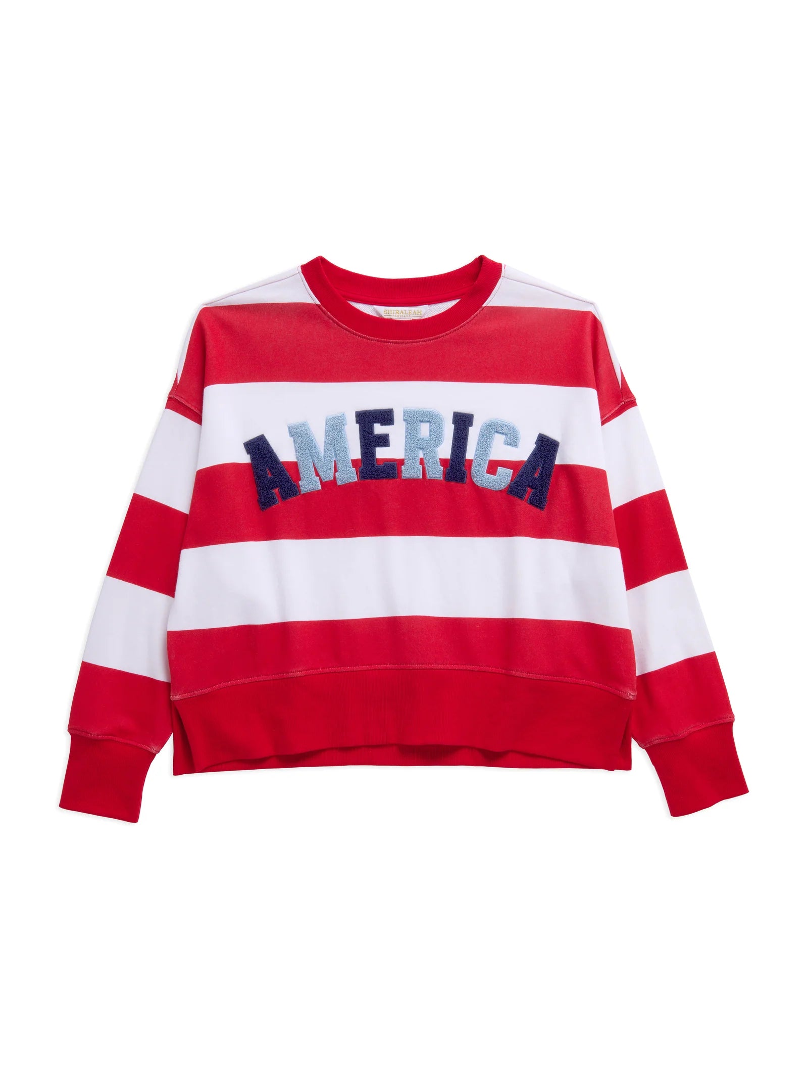 Shiraleah "America" Rugby Stripe Relaxed Sweatshirt, White
