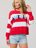 Shiraleah "America" Rugby Stripe Relaxed Sweatshirt, White