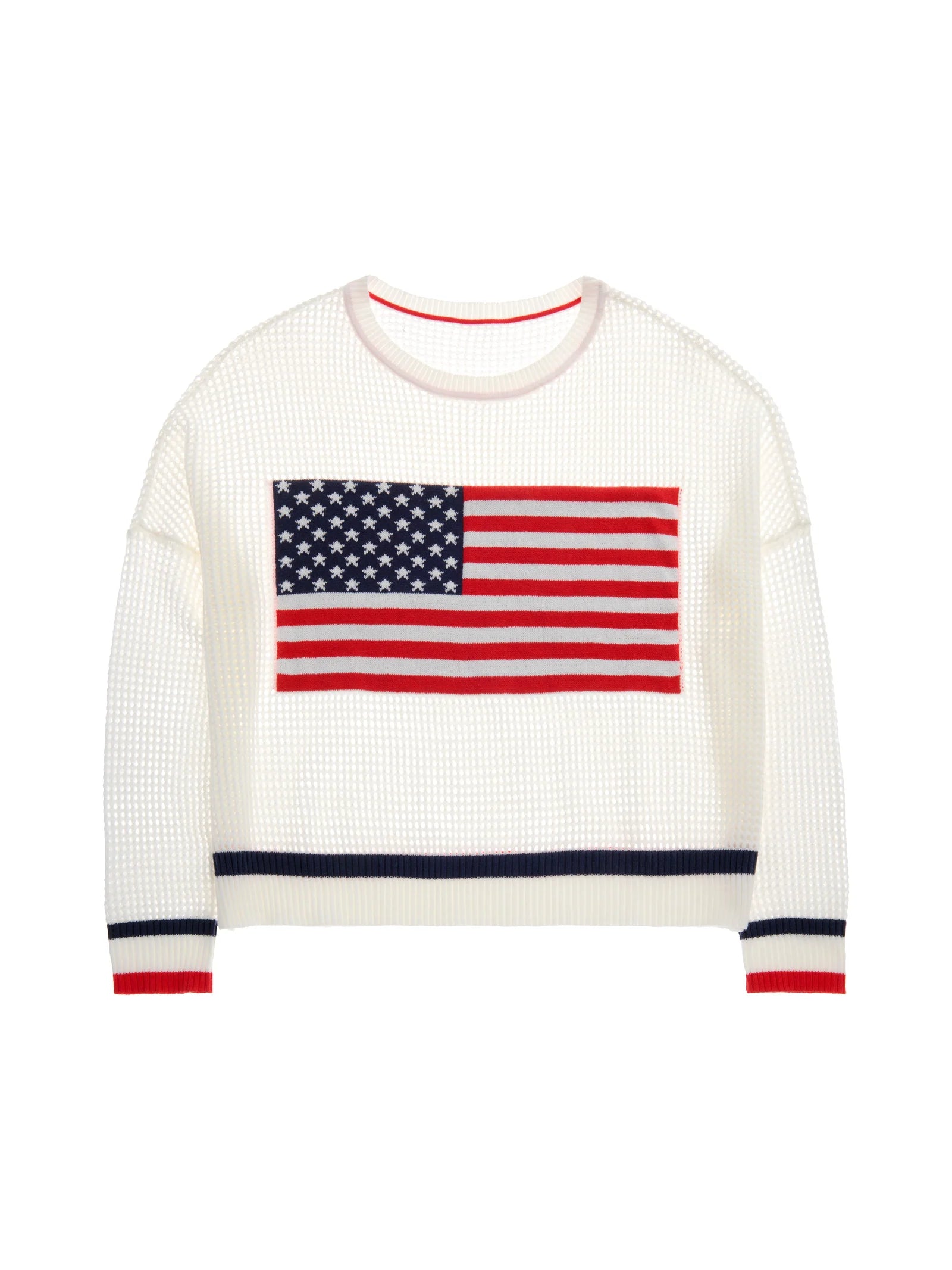 Shiraleah American Flag Mesh Sweater, White