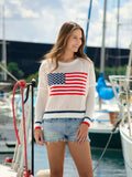 Shiraleah American Flag Mesh Sweater, White
