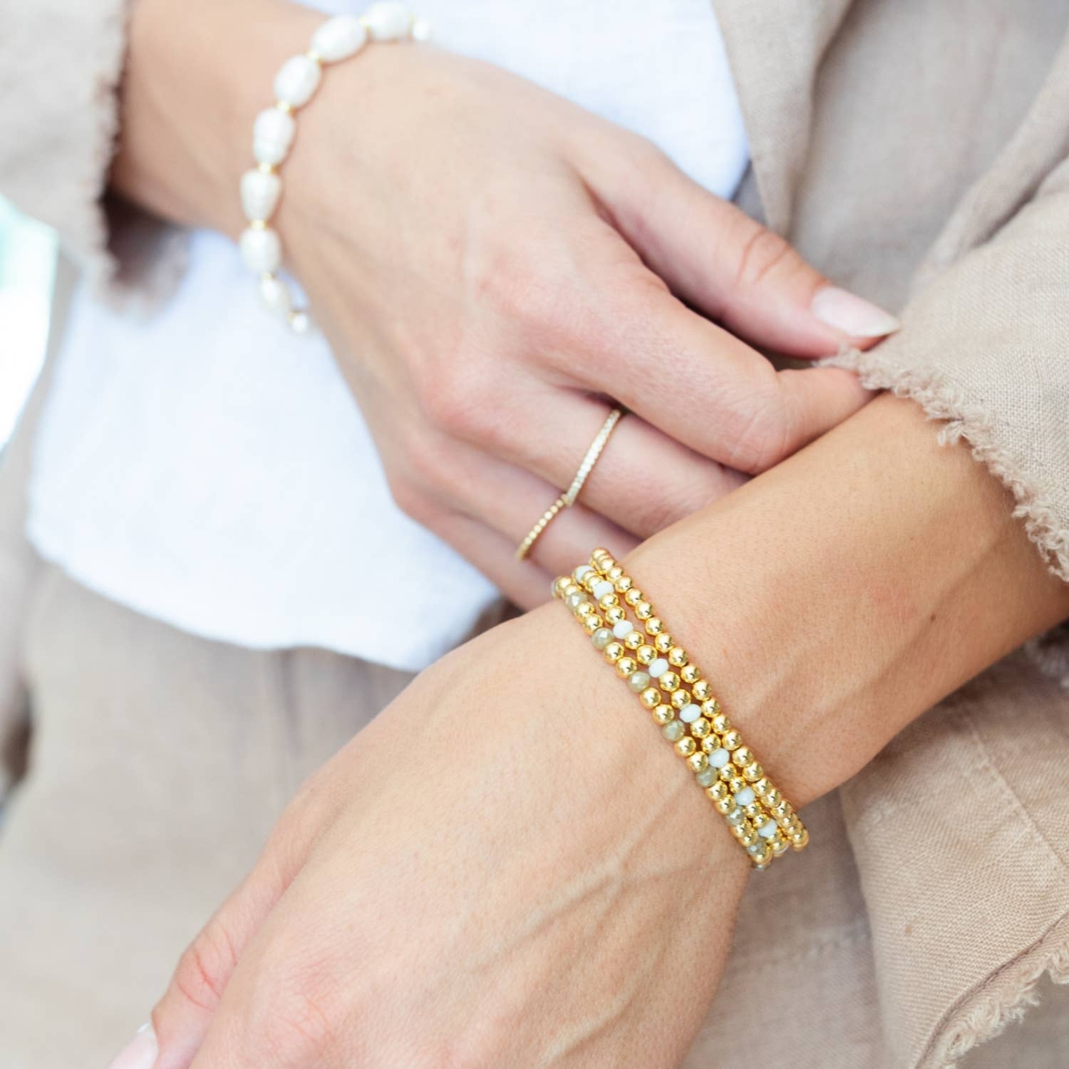 Splendid Iris - 4mm Bead & Crystal Stretch Bracelet - Assorted