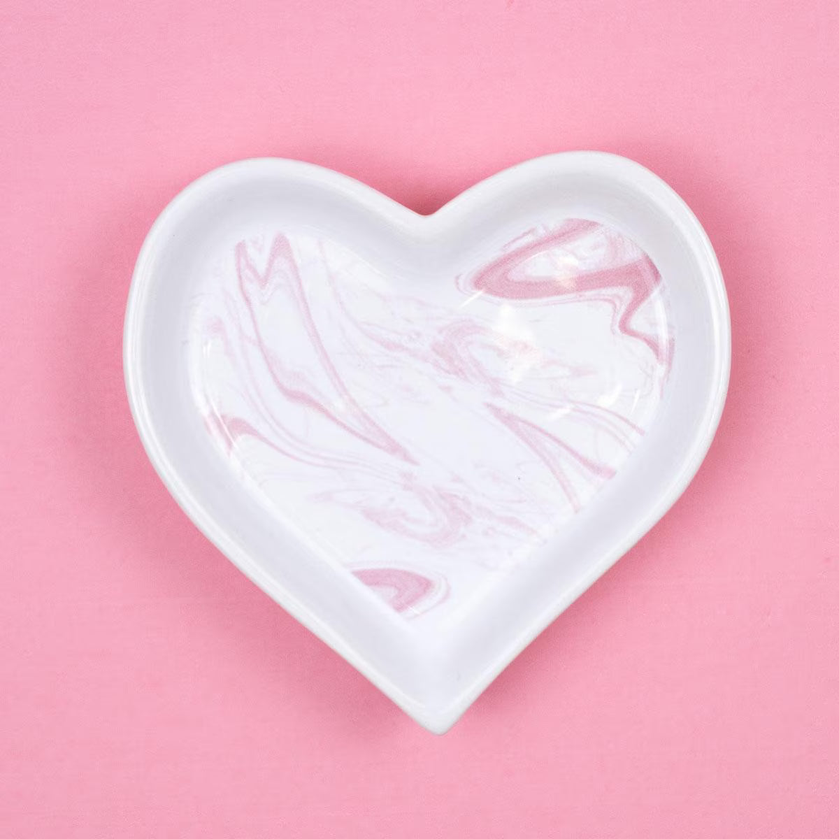 The Royal Standard Marbled Heart Trinket Dish White/Pink