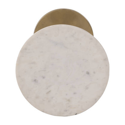 Sagebrook Home - End Table - Gold/White Marble Top Metal Round Base, 24 in.