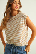 MIOU MUSE  Stripe Pattern Slub Top
