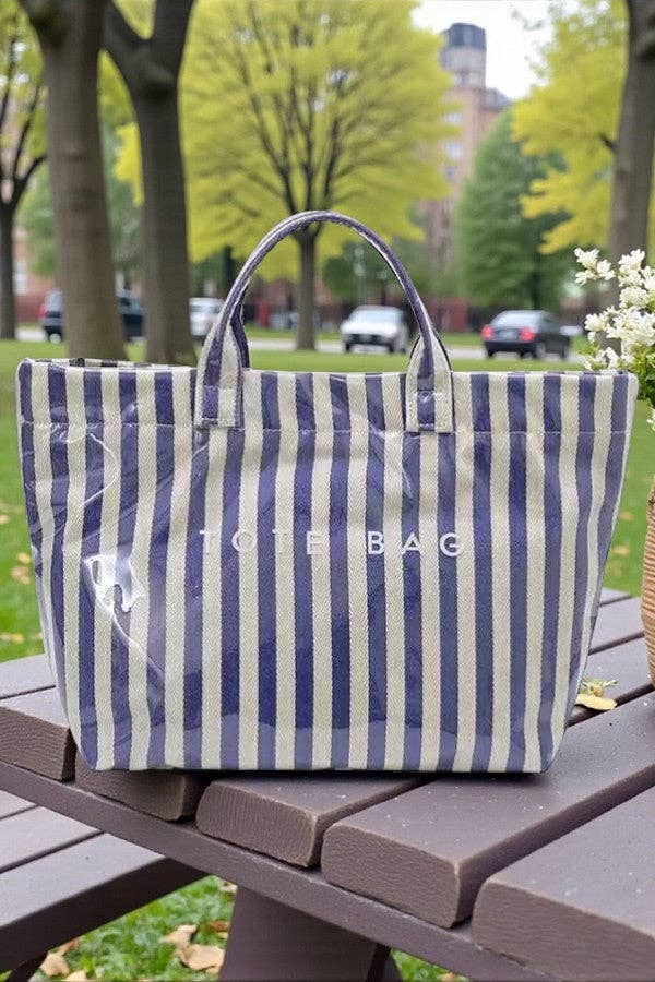 Nash Grey - Blue and Beige Striped TOTE BAG