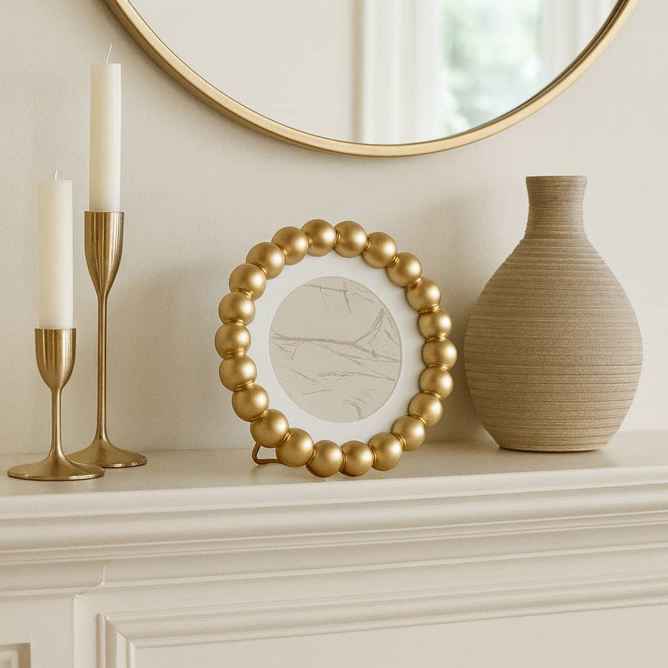 Sagebrook Home Gold Glass Elegant Matted Beaded Frame, 6x6 in.