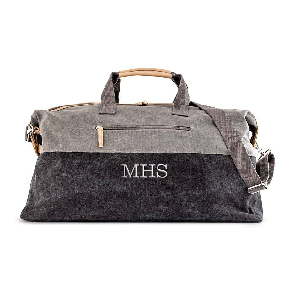 Weddingstar Inc. - Large Canvas Travel Duffle Bag - Black & Gray