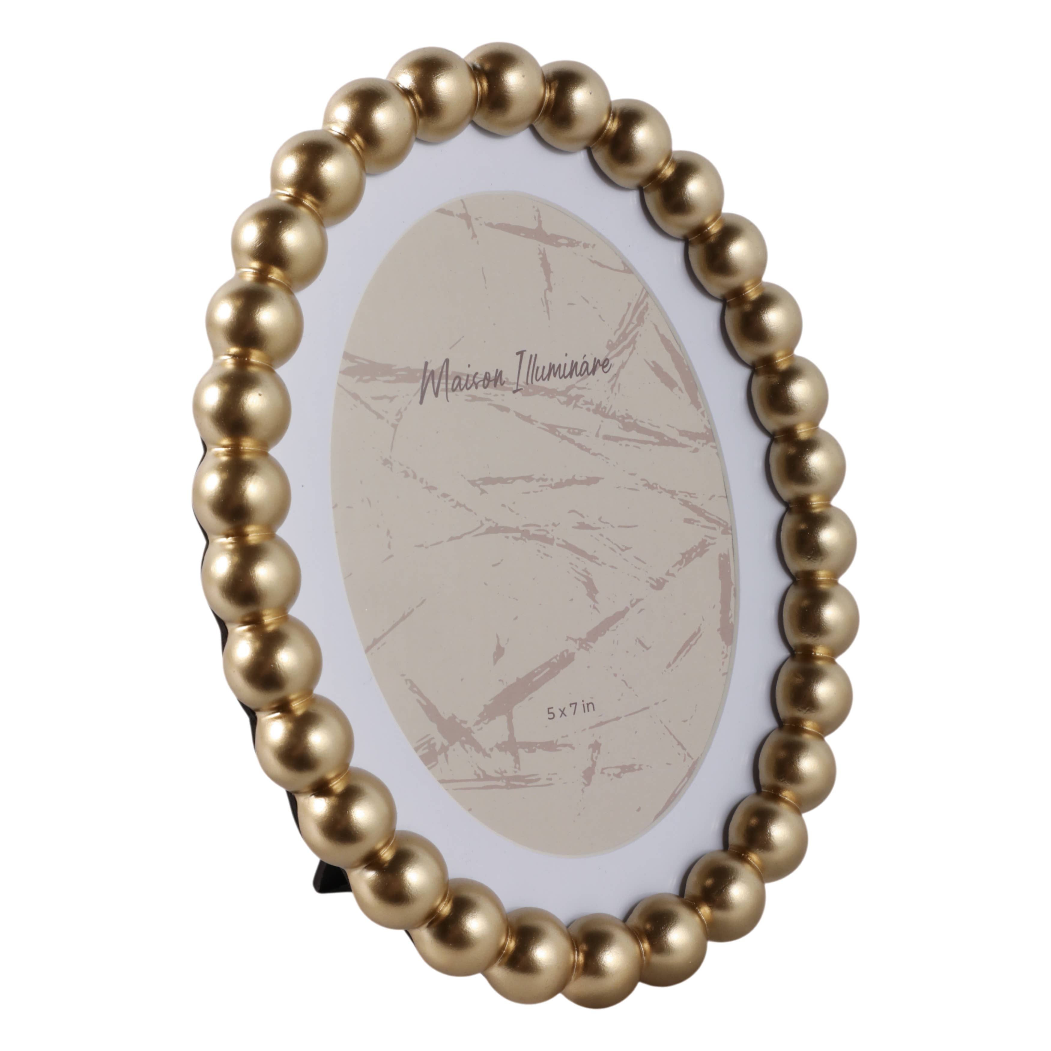 Sagebrook Home Gold Glass Matted Round Beaded Photo Frame, 7x9 in.