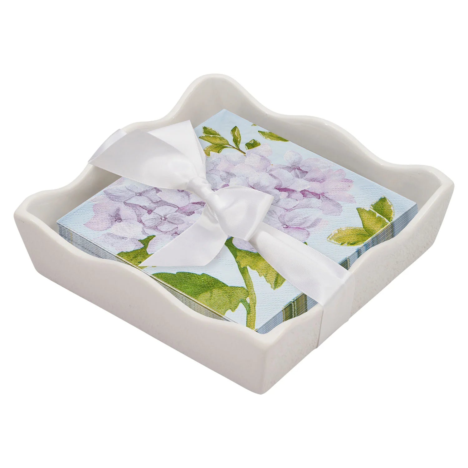Sophistiplate Ceramic Wave Napkin Tray with Cocktail Napkin