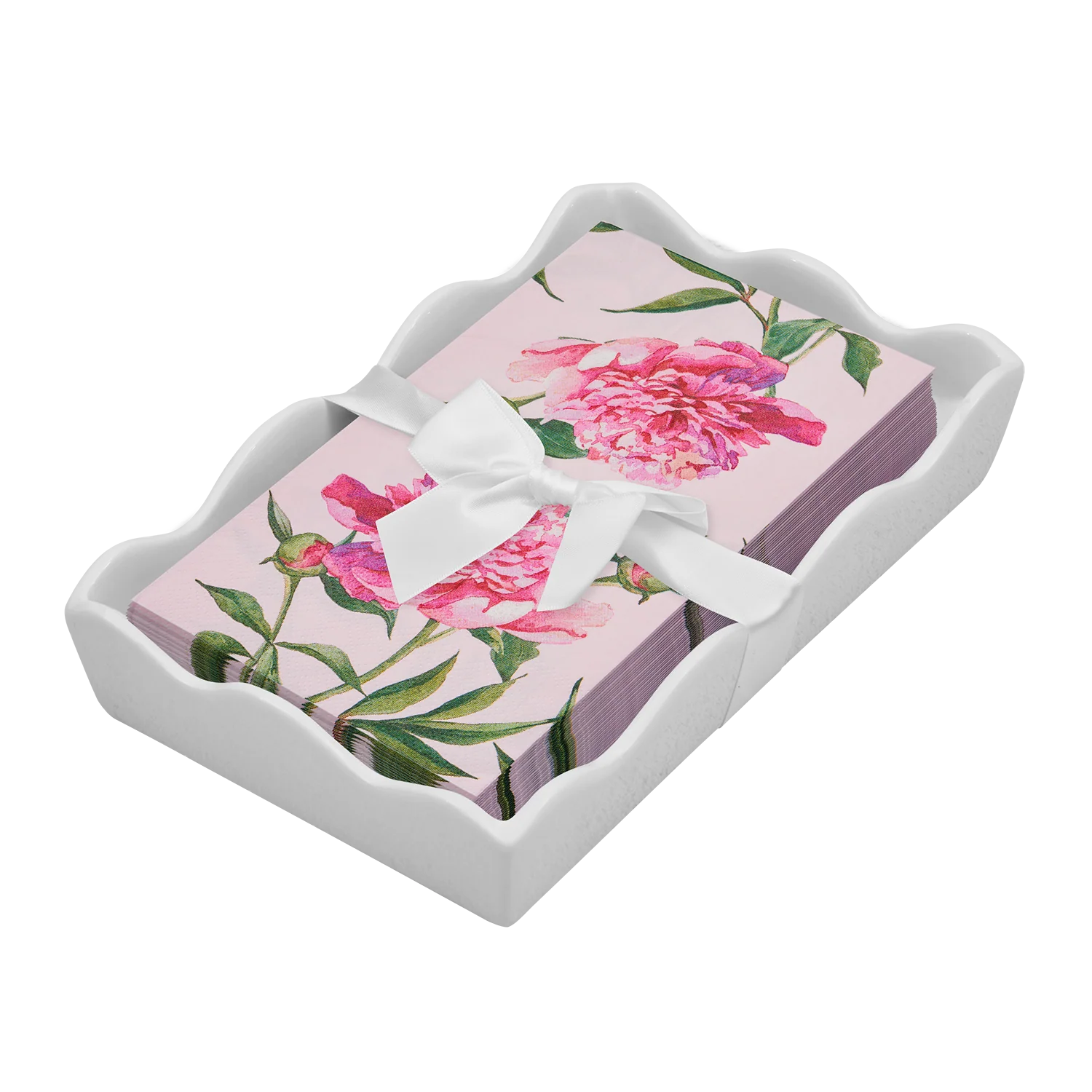 Sophistiplate Ceramic Wave Napkin Tray with Guest Towel