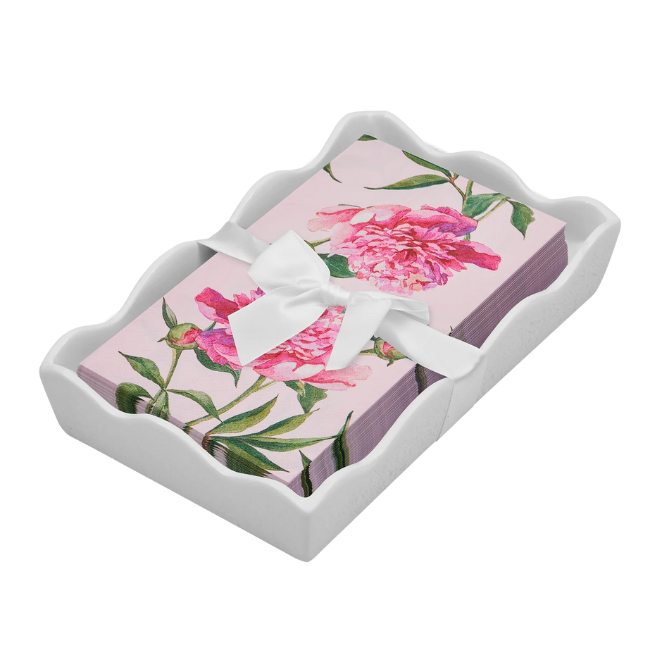 Sophistiplate Ceramic Wave Napkin Tray with Guest Towel