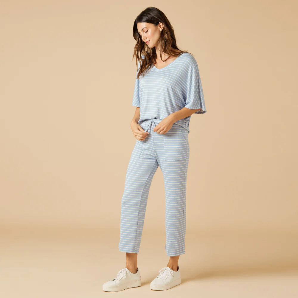 Dream Relaxed V-neck with Capri Lounge Set in Sky Blue