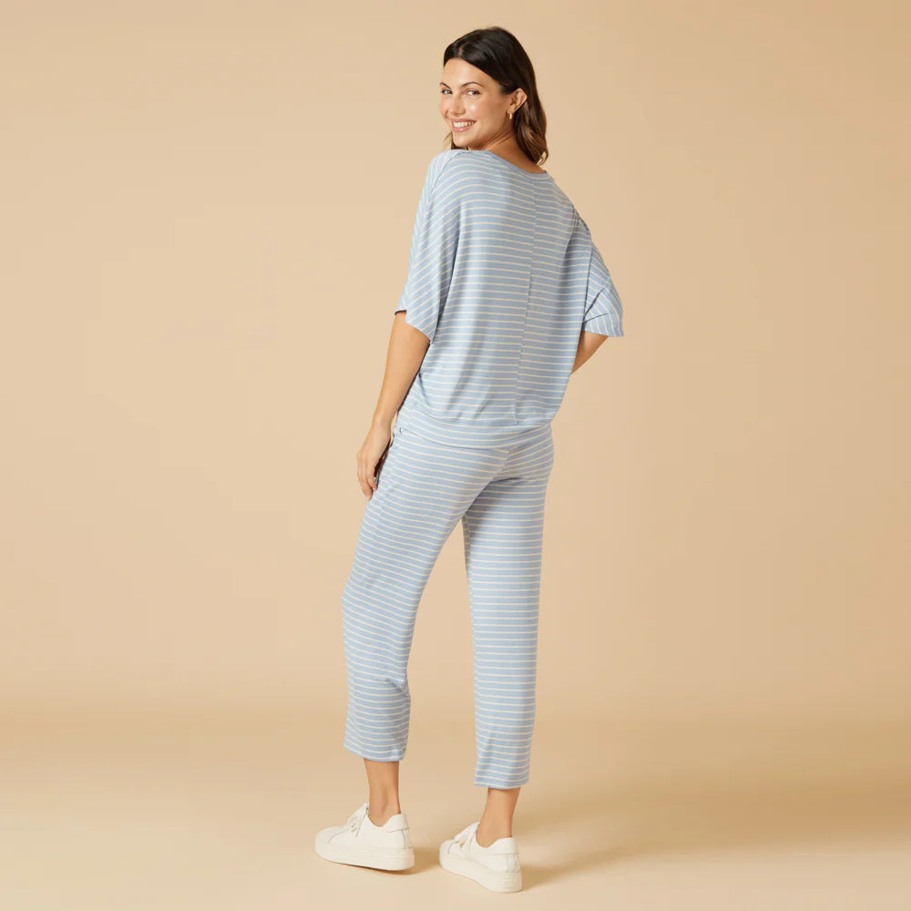 Dream Relaxed V-neck with Capri Lounge Set in Sky Blue