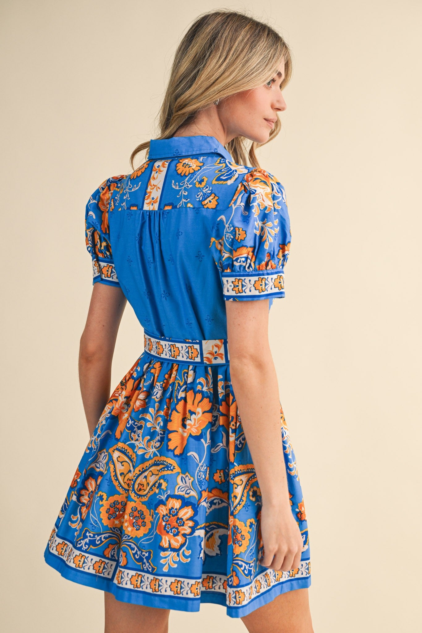 &Merci Floral Paisley Button Down Belted Mini Dress