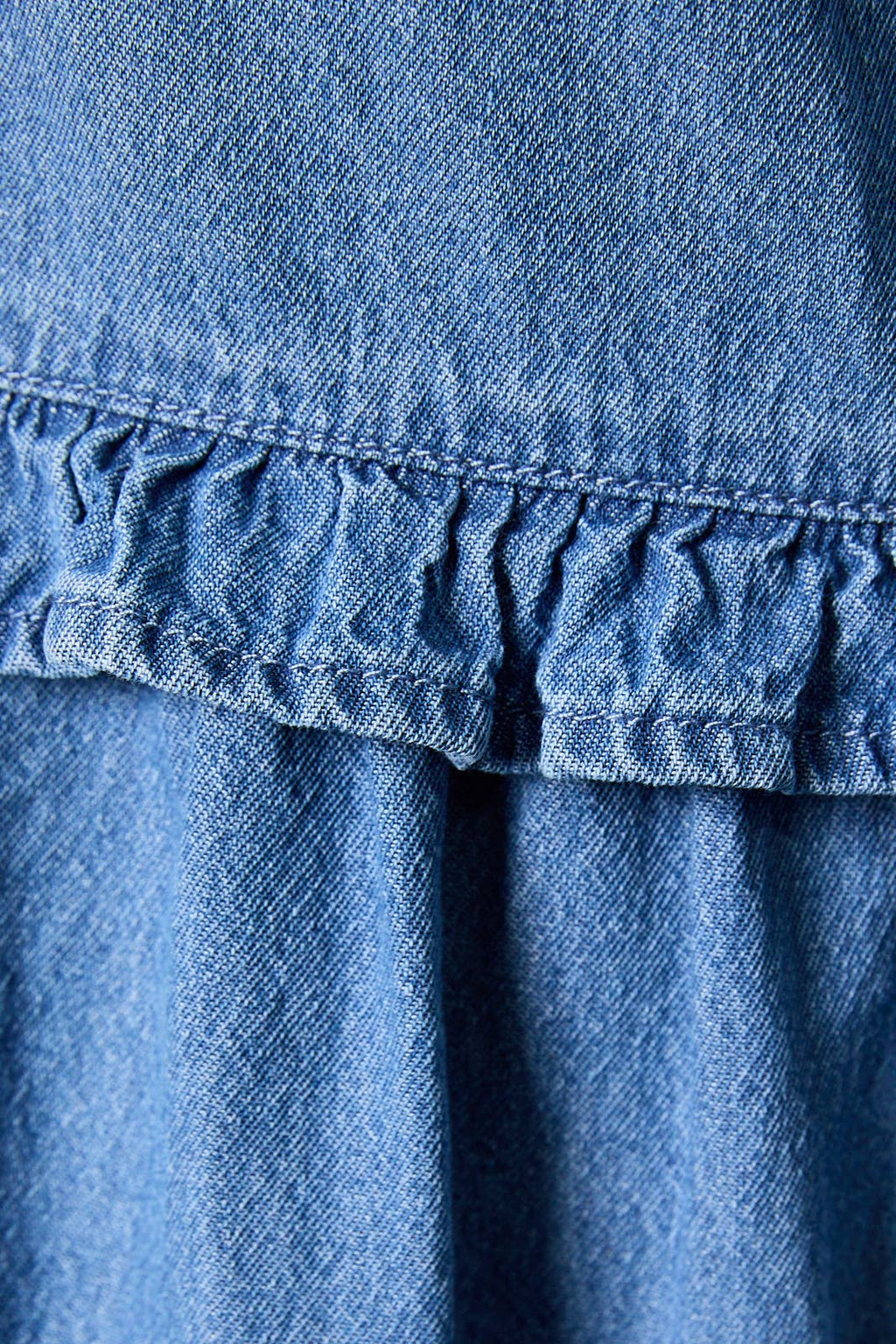 Sunday Edition by LE LIS - SLEEVELESS RUFFLE DETAIL DENIM MINI DRESS