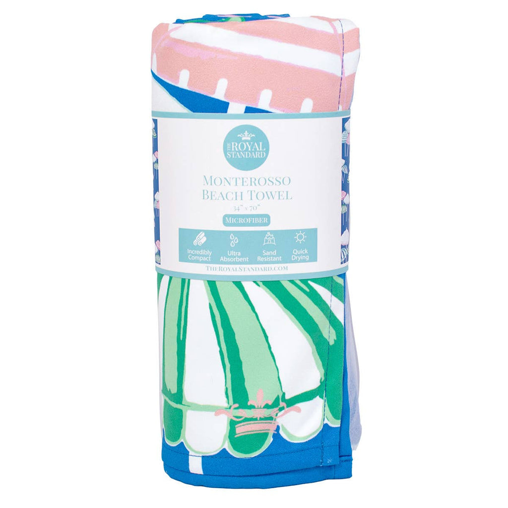 The Royal Standard - Monterosso  Beach Towel   Sapphire/Pink/Capri   34x70