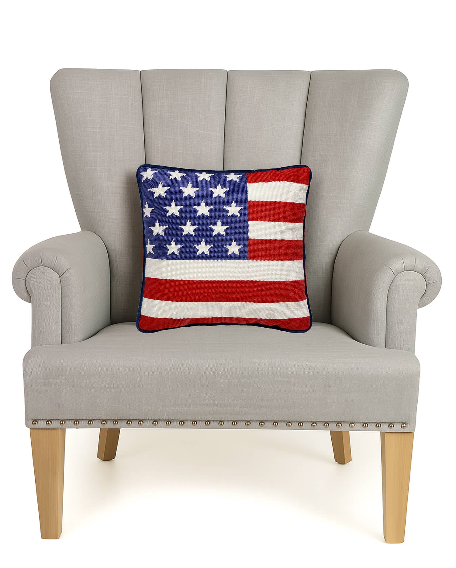 Peking Handicraft - American Flag Embroidered Pillow
