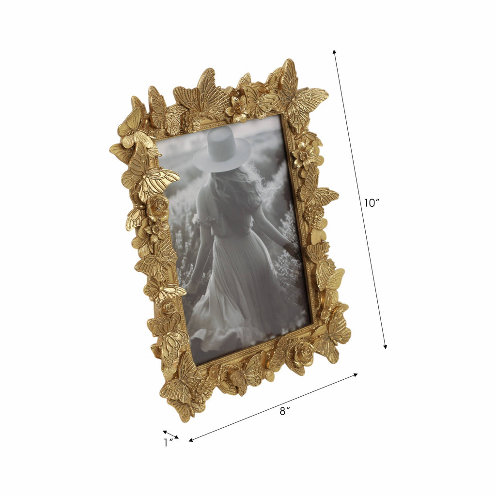 Sagebrook Home Gold Polyresin Butterfly in Bloom Frame 5x7 in.