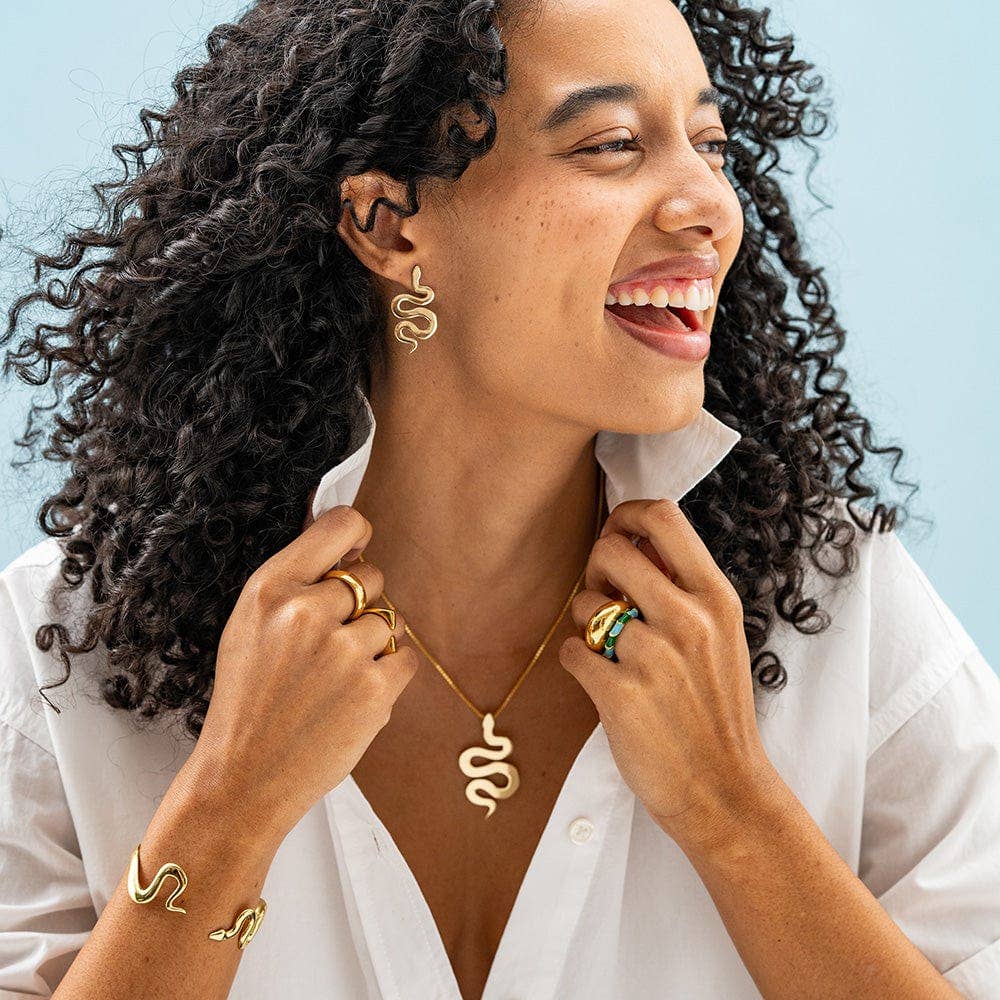 INK + ALLOY - Kara Snake Post Earrings Brass