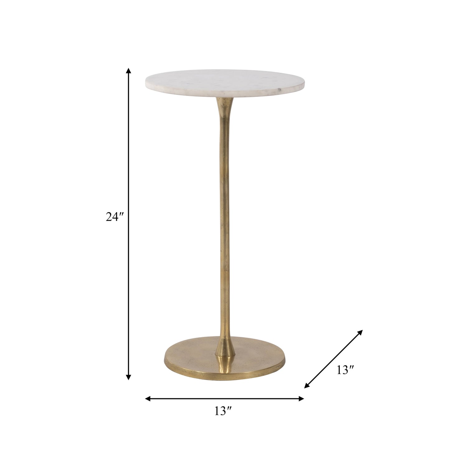 Sagebrook Home - End Table - Gold/White Marble Top Metal Round Base, 24 in.