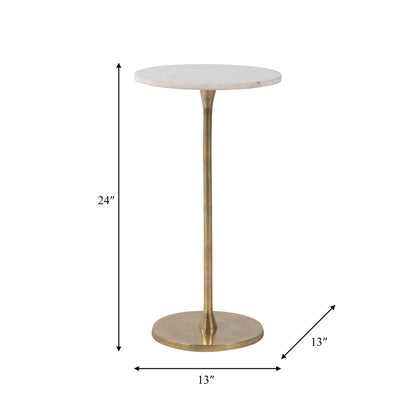 Sagebrook Home - End Table - Gold/White Marble Top Metal Round Base, 24 in.
