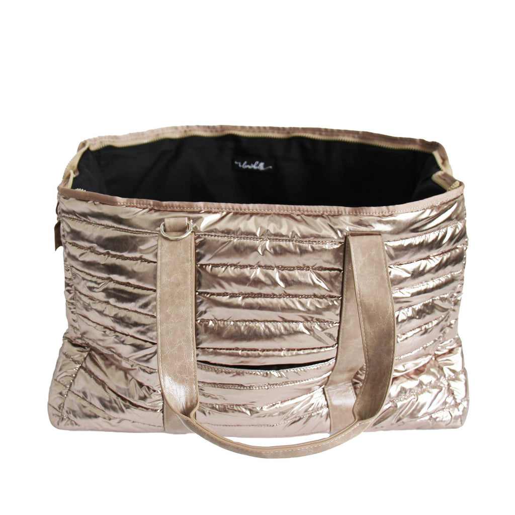 Lemonbella - Lemonbella Gold Metallic Puffer Weekender Duffle Bag Gift