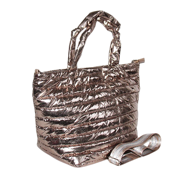 Lemonbella - Lemonbella Gold Metallic Puffer Tote Shoulder Bag Gift