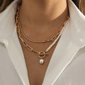 JOSSLYN by wall to wall - PEARL MIX DOUBLE LAYER TOGGLE NECKLACE