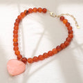 Sensibling Corp. - Chunky Marbled Resin Heart Charm Beaded Necklace