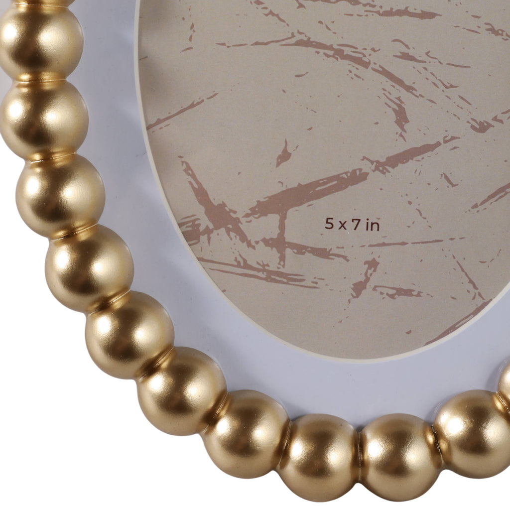 Sagebrook Home Gold Glass Matted Round Beaded Photo Frame, 7x9 in.