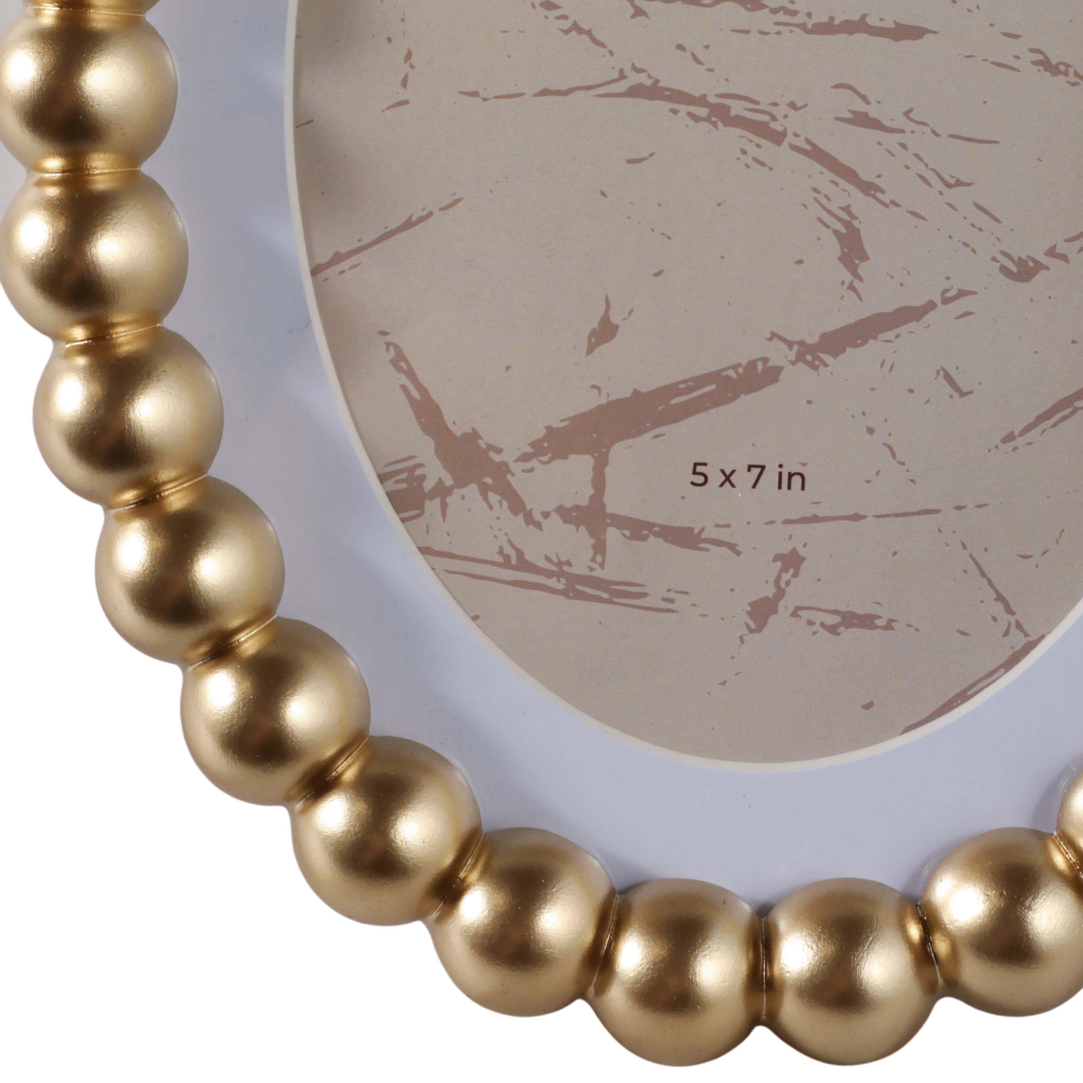 Sagebrook Home Gold Glass Matted Round Beaded Photo Frame, 7x9 in.