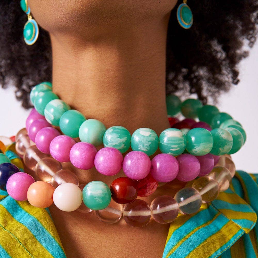 INK + ALLOY - Iris Large Resin Bead Necklace Purple Wholesale
