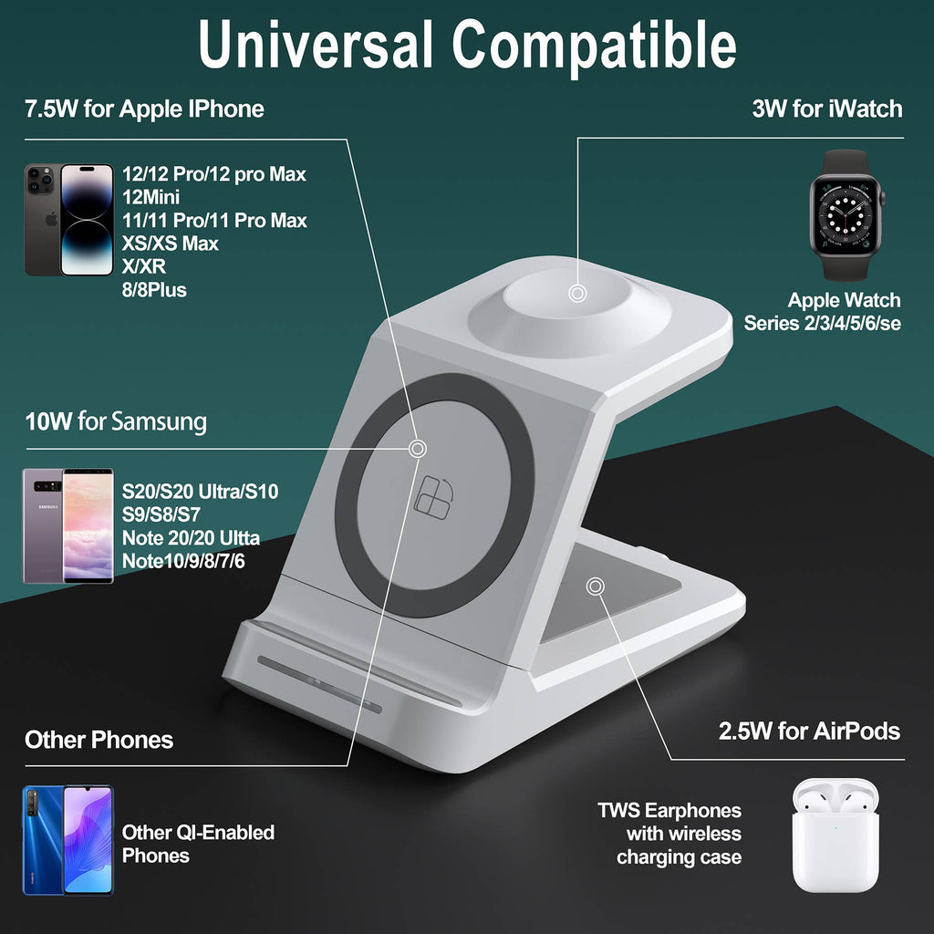LAX Gadgets - 3-in-1 Wireless Charging Station, Charger Stand