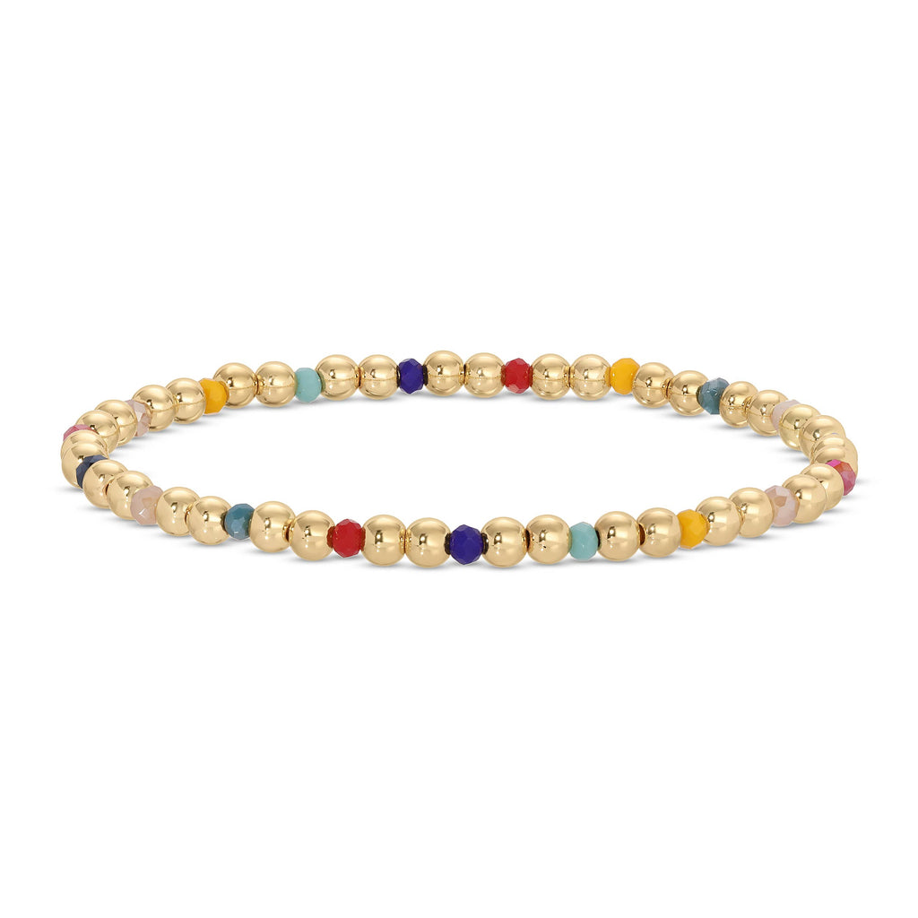 Splendid Iris - 4mm Bead & Crystal Stretch Bracelet - Assorted