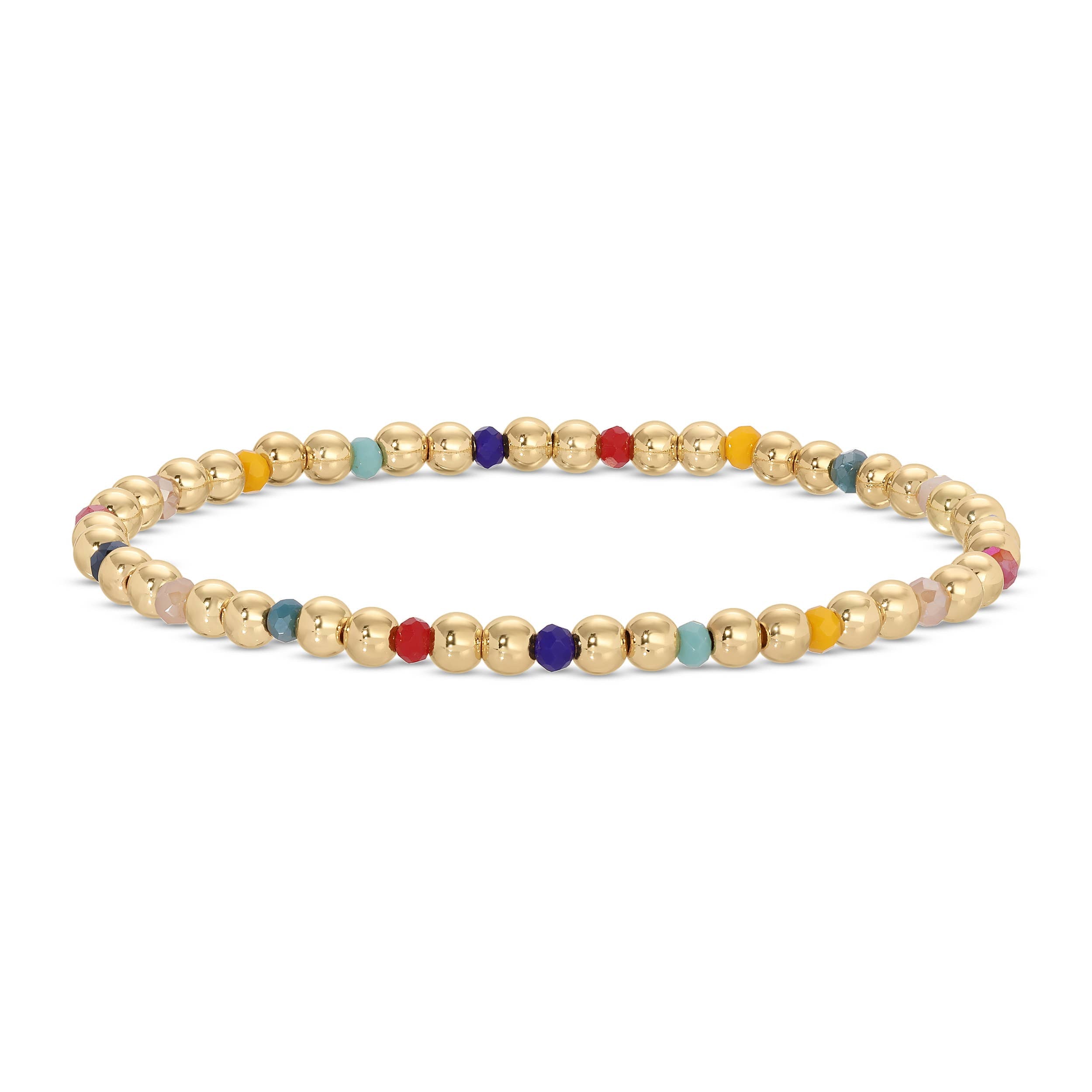 Splendid Iris - 4mm Bead & Crystal Stretch Bracelet - Assorted