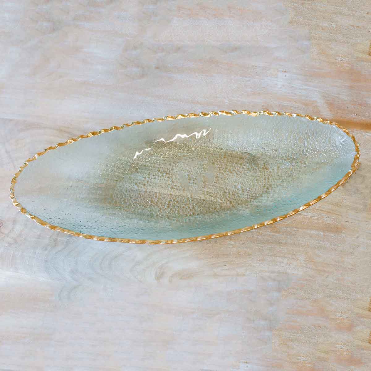 The Royal Standard - Fairbanks Oval Platter   Clear/Gold   21.25x2.5x9
