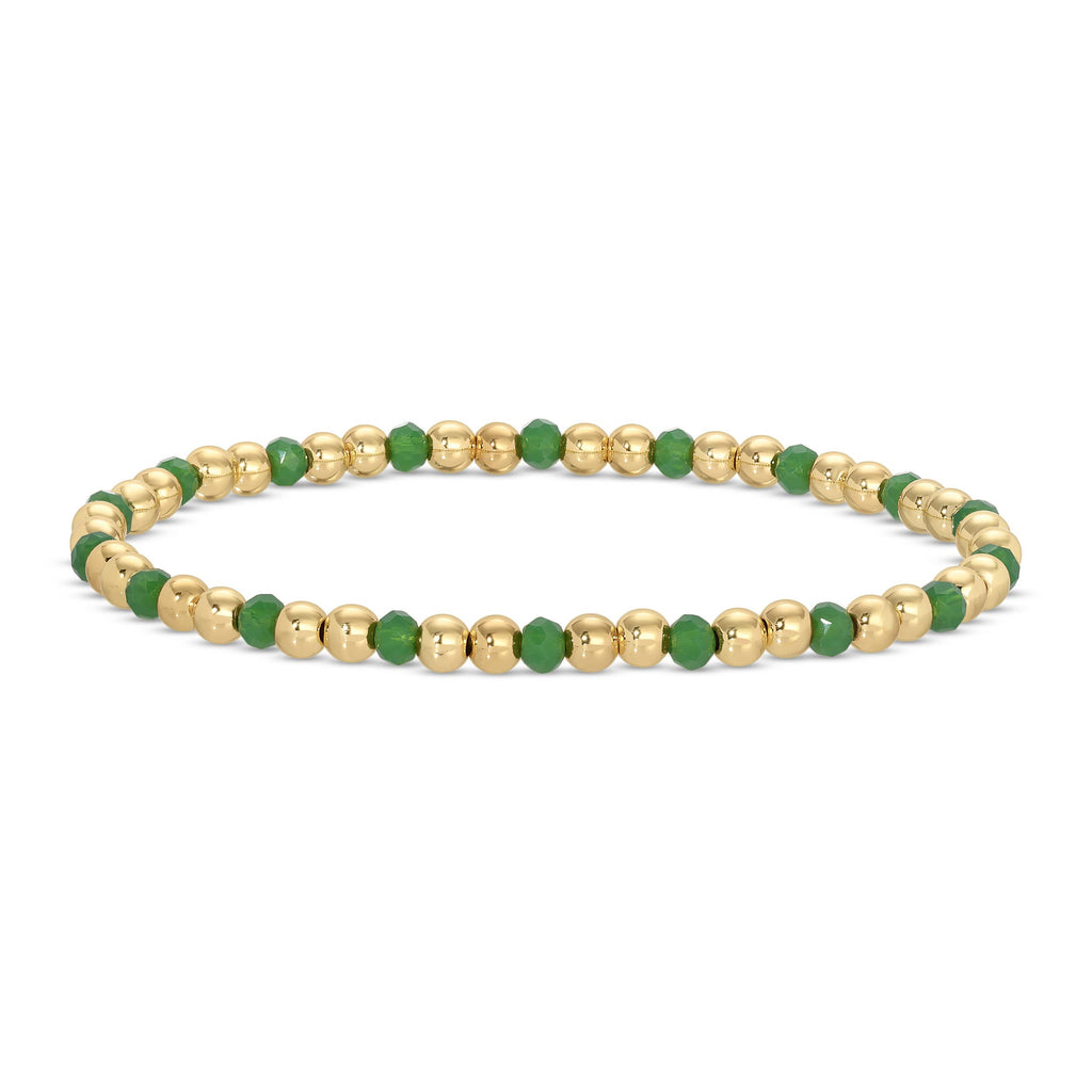 Splendid Iris - 4mm Bead & Crystal Stretch Bracelet - Assorted