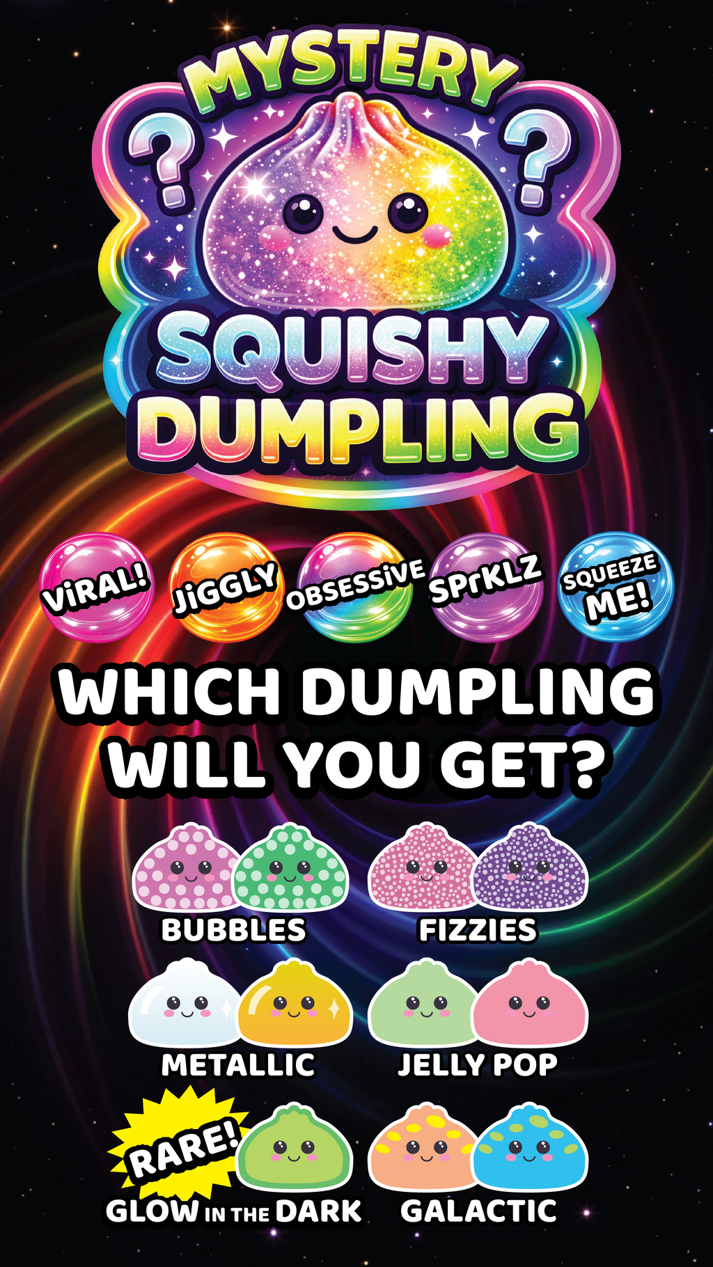 Novelty Brands - Fun Doh Mystery Dumpling Squishies | 12-Piece Retail Display