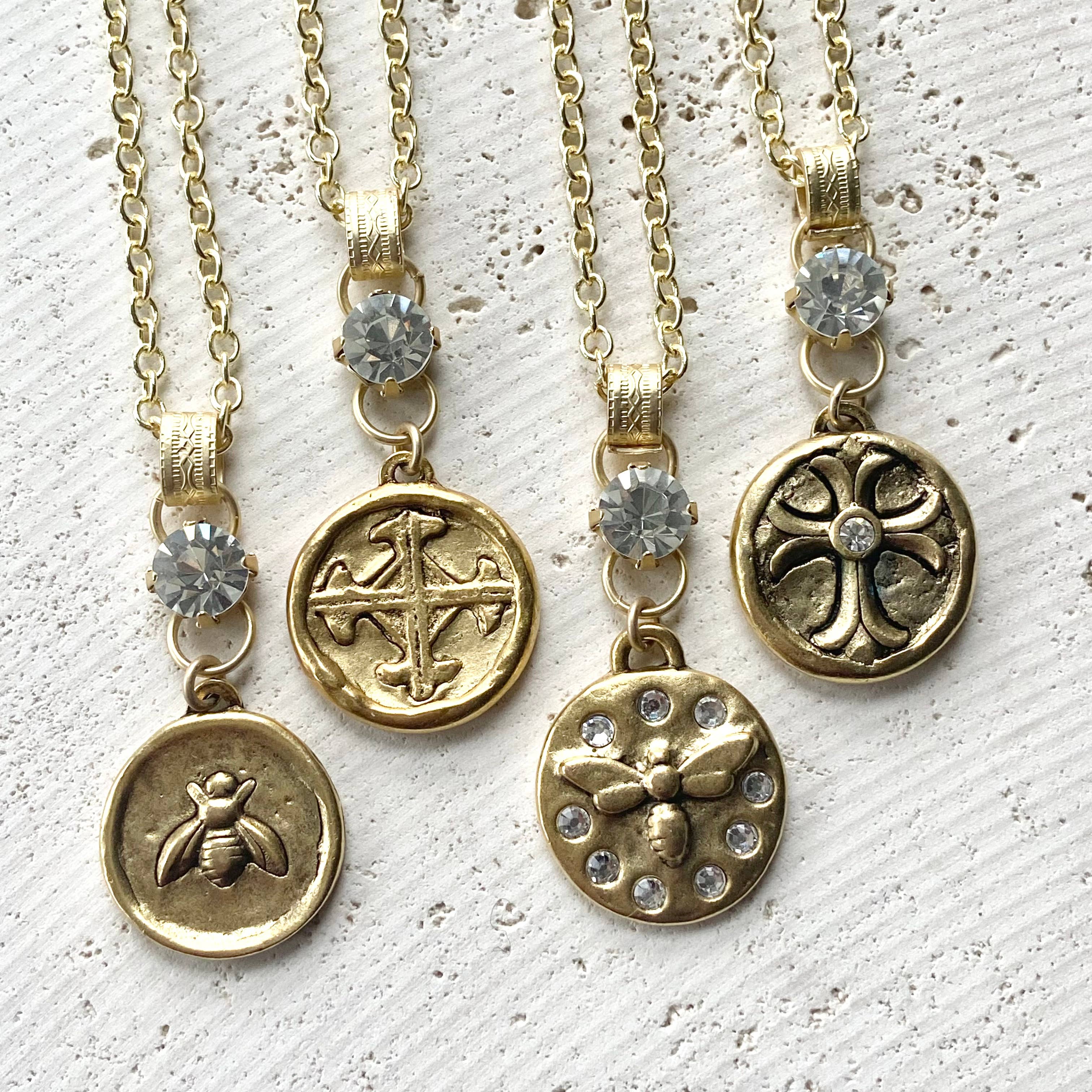 VB&CO Designs Handmade Jewelry - Cross bee serenity cross jewelry  French jewelry  stone