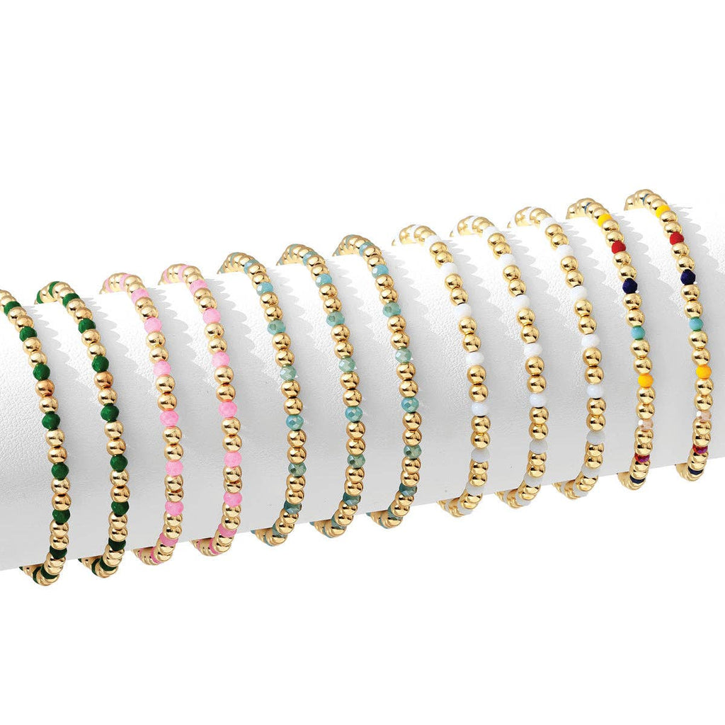 Splendid Iris - 4mm Bead & Crystal Stretch Bracelet - Assorted
