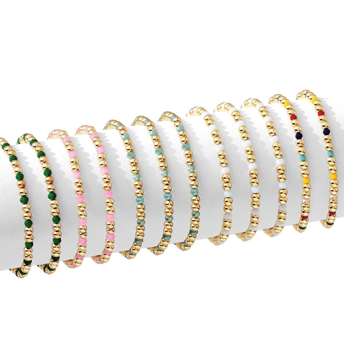 Splendid Iris - 4mm Bead & Crystal Stretch Bracelet - Assorted