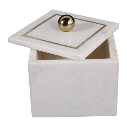 Sagebrook Home - Marble Modern Storage Box with Removable Lid - White, 5 in.