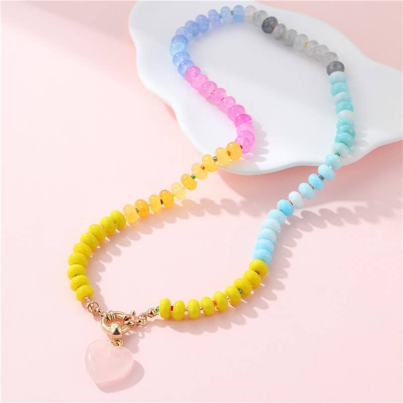 JOSSLYN by wall to wall - Natural Stone Semi-Precious Glass Mixed Necklace