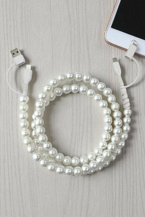 Nash Grey White Pearl Cord Phone Charger
