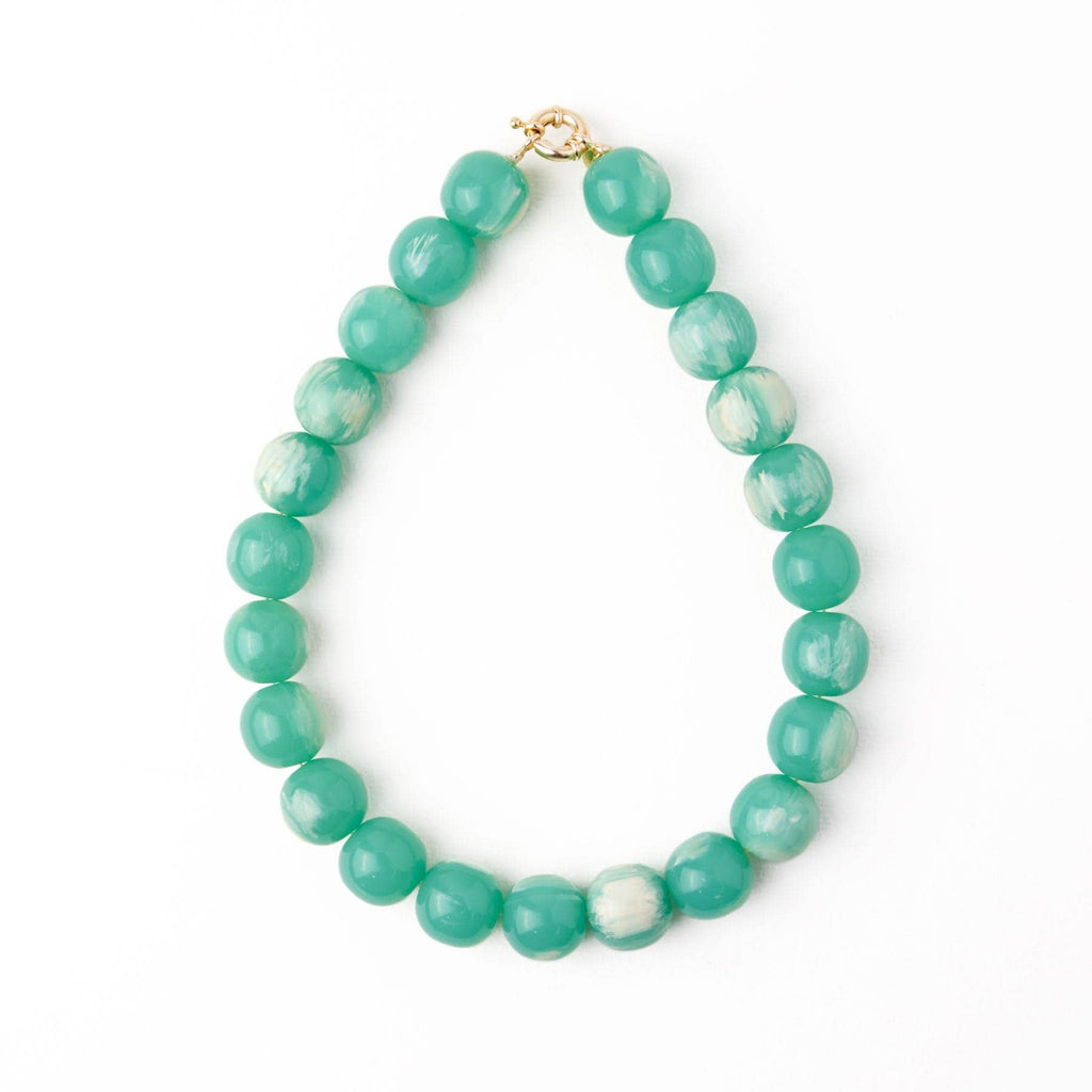 INK + ALLOY - Iris Large Resin Bead Necklace Aqua Wholesale